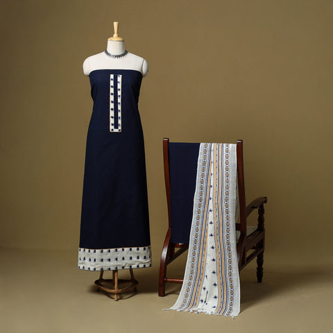 Blue - Plain Cotton 3pc Unstitched Dress Material 22