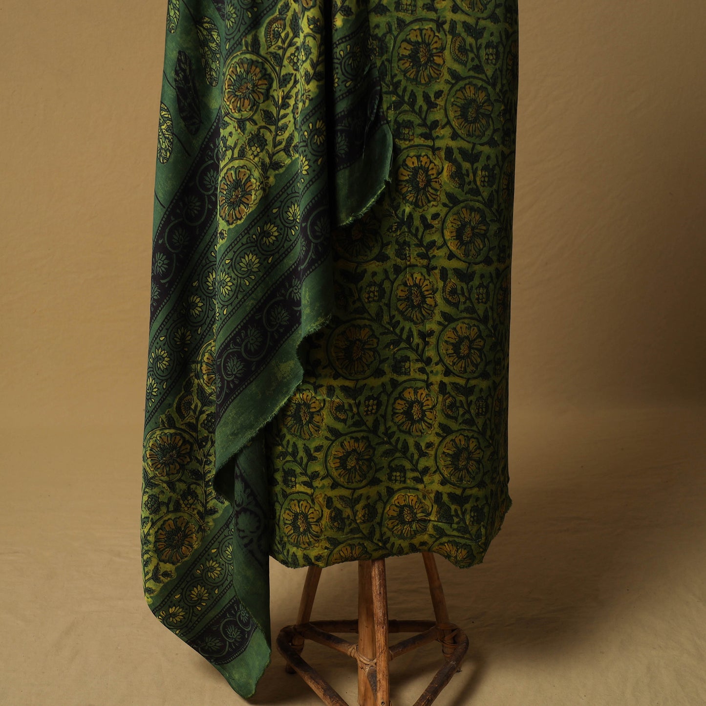 Bagru Hand Block Print Natural Dyed Modal Silk 2pc Unstitched Dress Material Kurta Set 12