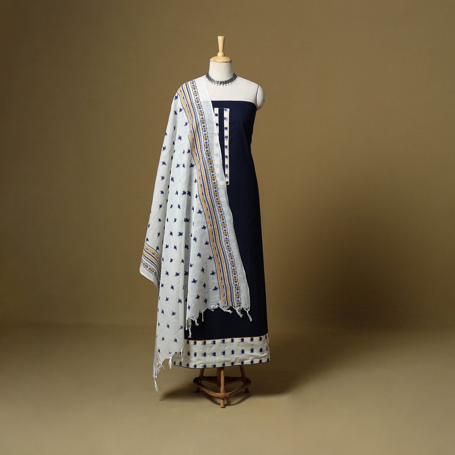 Blue - Plain Cotton 3pc Unstitched Dress Material 22