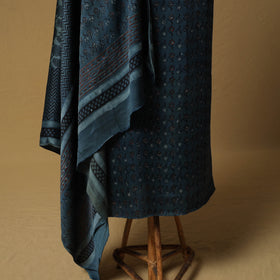 Bagru Hand Block Print Natural Dyed Modal Silk 2pc Unstitched Dress Material Kurta Set 13