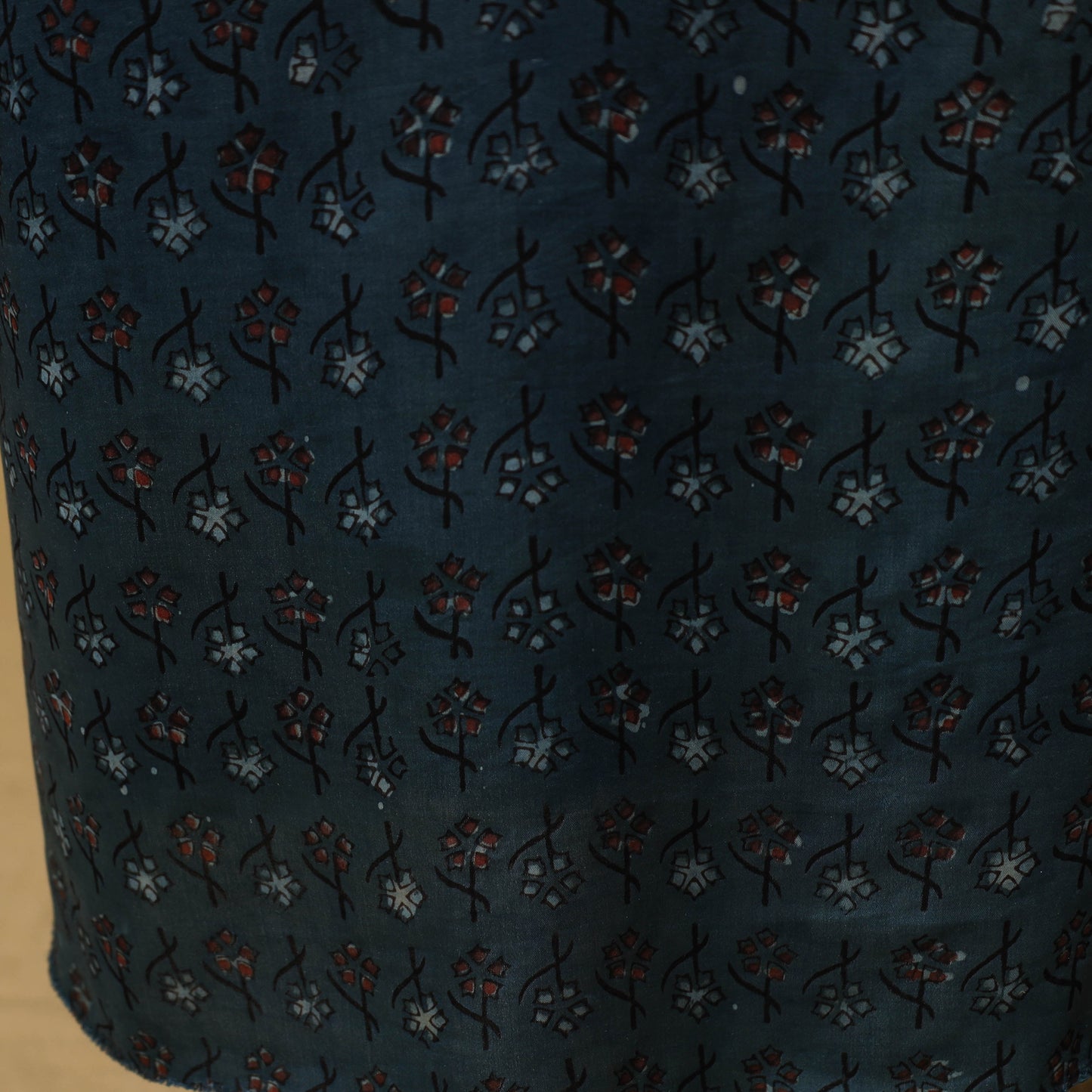 Bagru Hand Block Print Natural Dyed Modal Silk 2pc Unstitched Dress Material Kurta Set 13