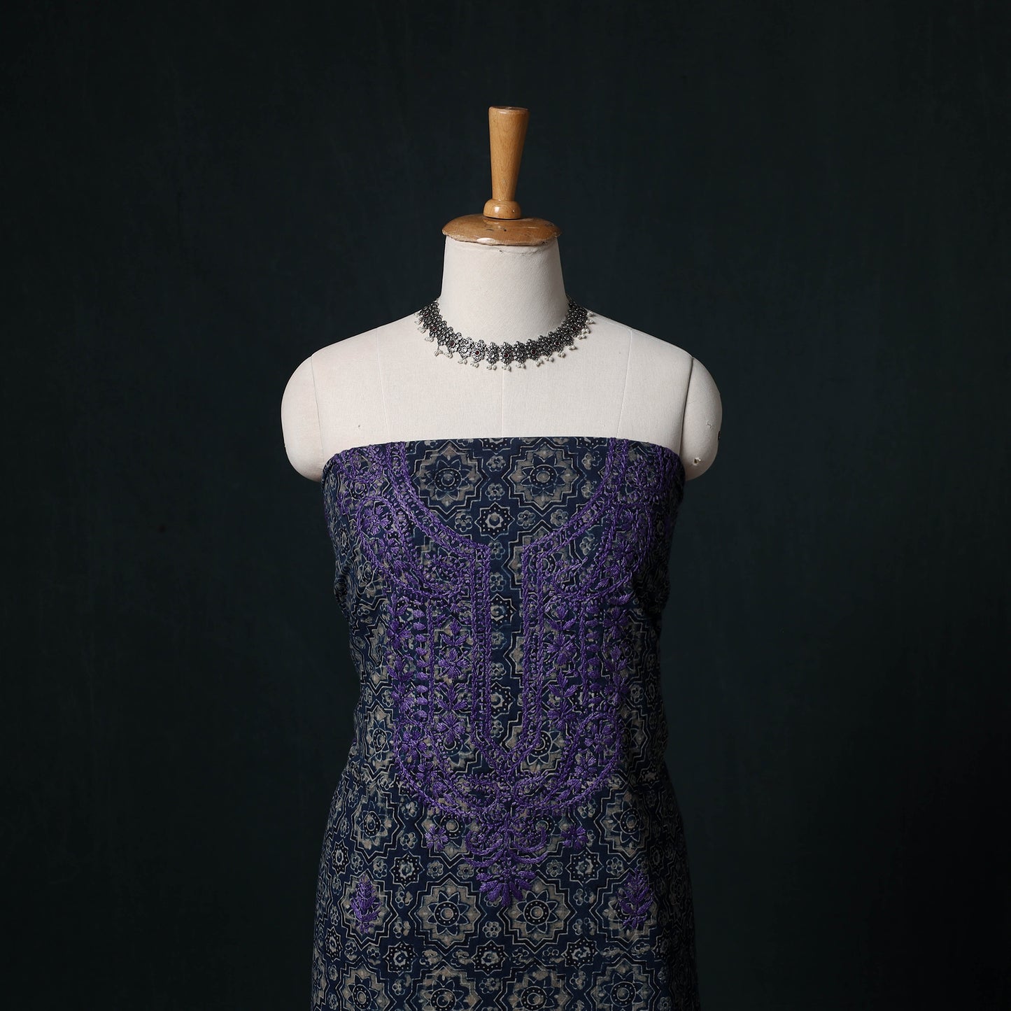 Chikankari Hand Embroidered Cotton Unstitched Kurta Material (3M) 30