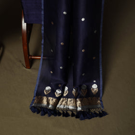 Blue - Banarasi Handwoven Raw Silk Zari Work 3pc Unstitched Dress Material Suit Set 12