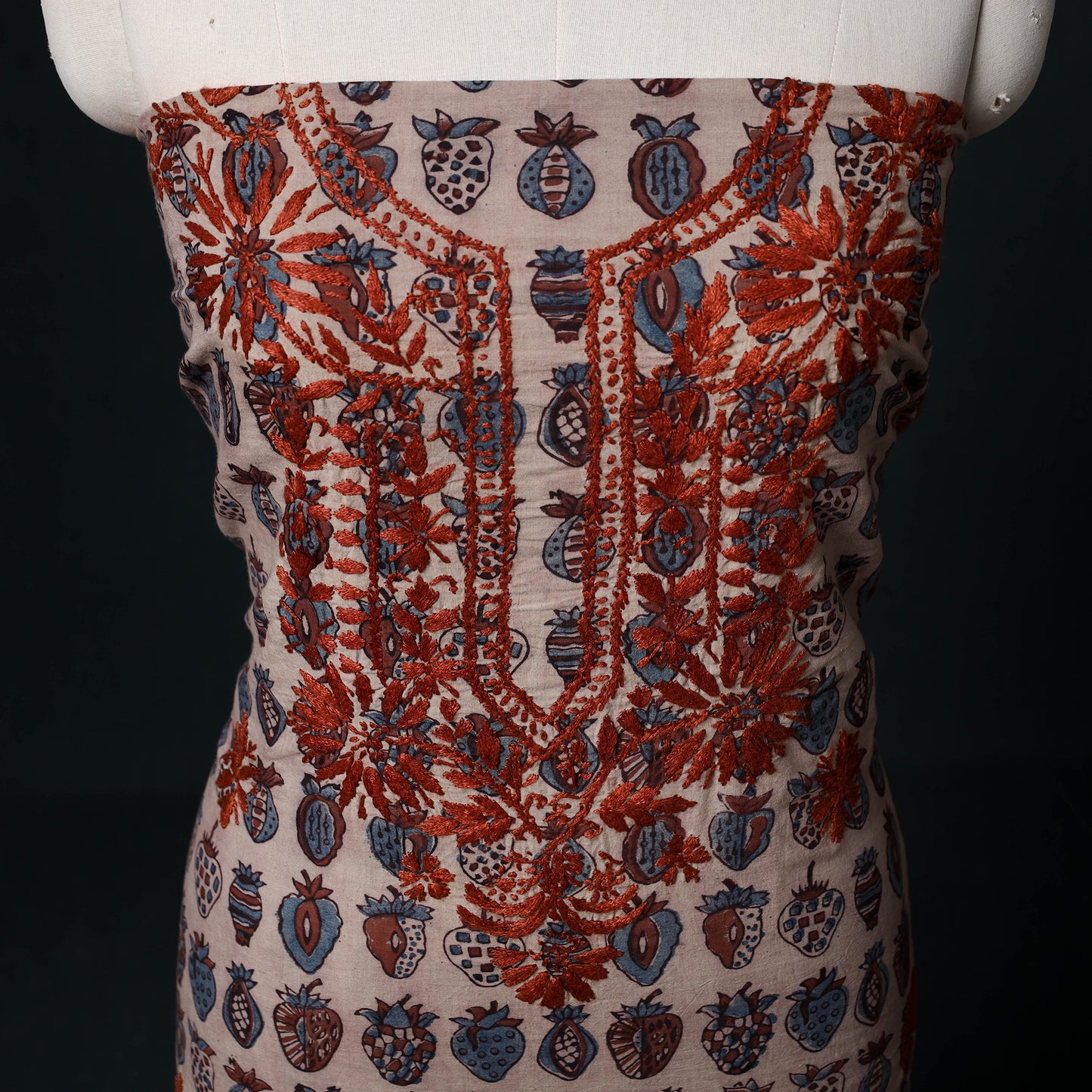 Chikankari Hand Embroidered Cotton Unstitched Kurta Material (3M) 32