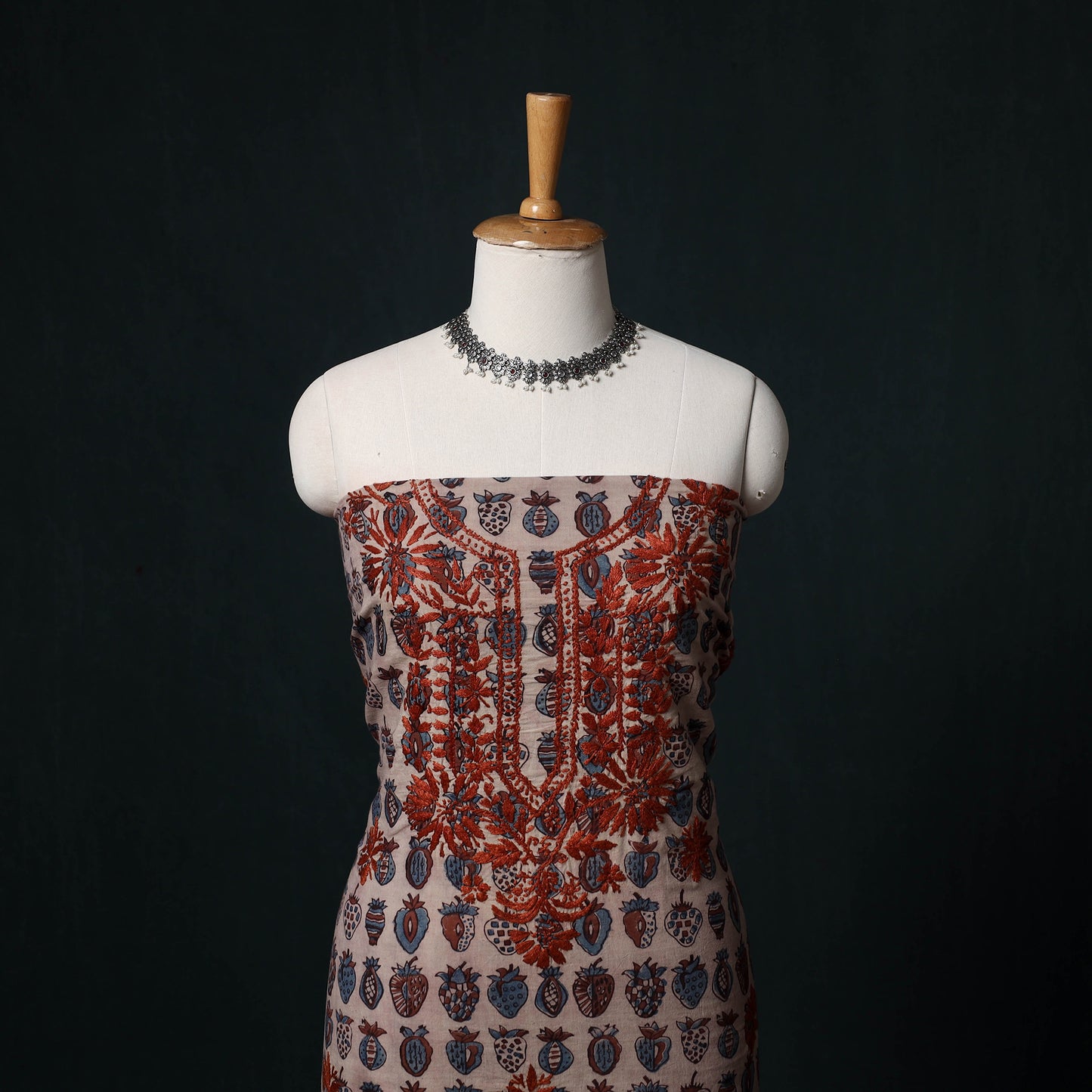 Chikankari Hand Embroidered Cotton Unstitched Kurta Material (3M) 32