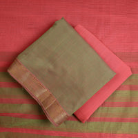 Green - 3pc Handloom Cotton Mangalagiri Dress Material 06