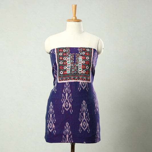 Purple - Exclusive! Kutch Embroidery Work Cotton Kurta Material - (2.4 Meter) 27