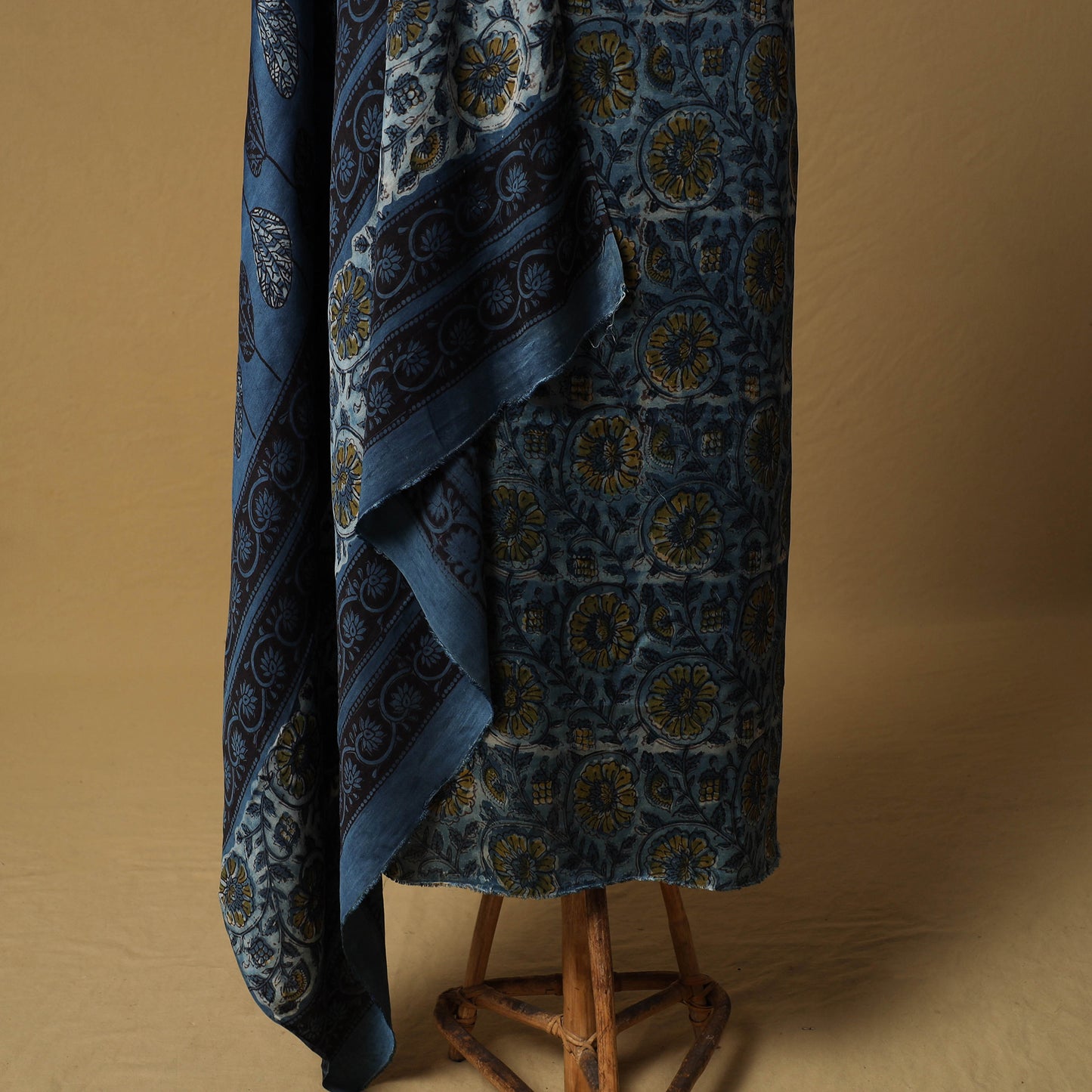 Bagru Hand Block Print Natural Dyed Modal Silk 2pc Unstitched Dress Material Kurta Set 16