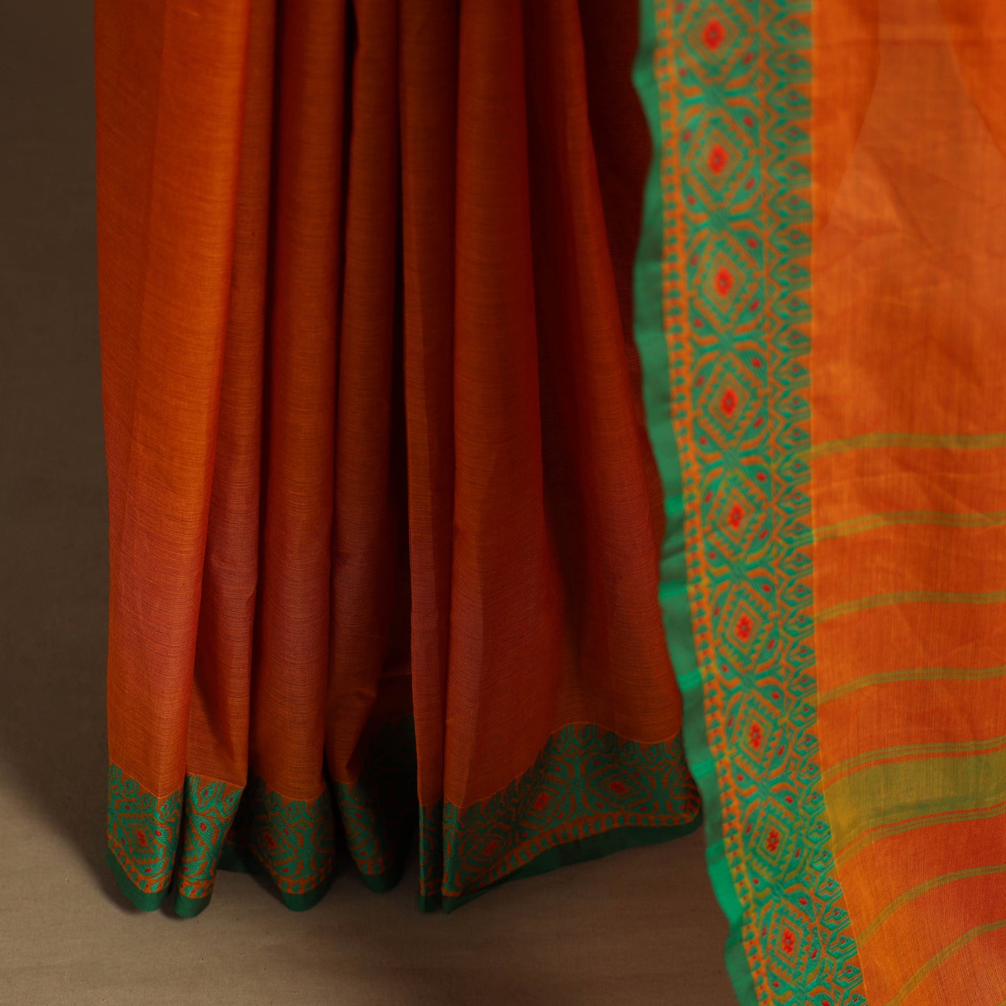 Orange - kandangi chettinad cotton saree with border 88