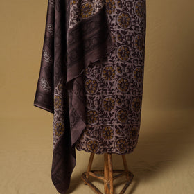 Bagru Hand Block Print Natural Dyed Modal Silk 2pc Unstitched Dress Material Kurta Set 17