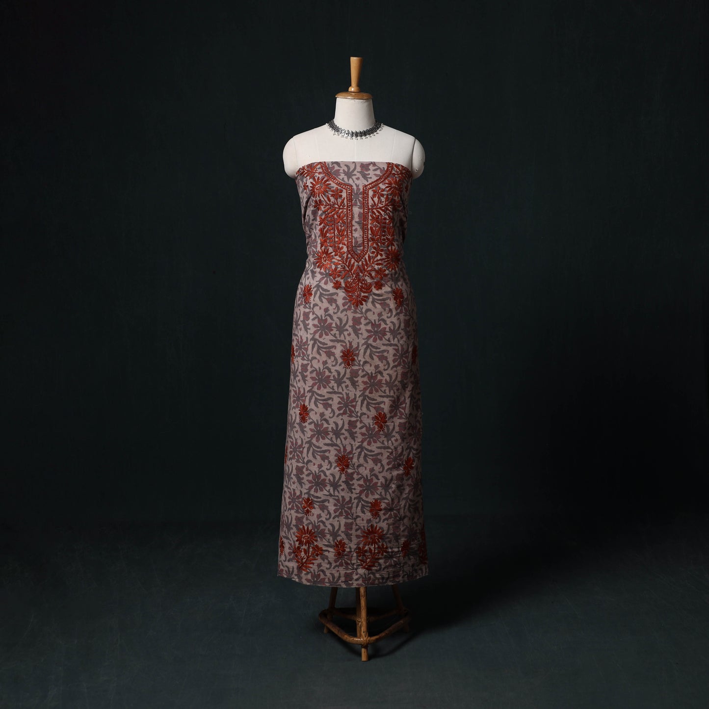 Chikankari Hand Embroidered Cotton Unstitched Kurta Material (3M) 39