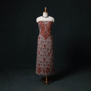 Brown - Chikankari Hand Embroidered Cotton Unstitched Kurta Material (3M) 39