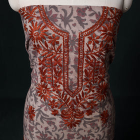 Chikankari Hand Embroidered Cotton Unstitched Kurta Material (3M) 39