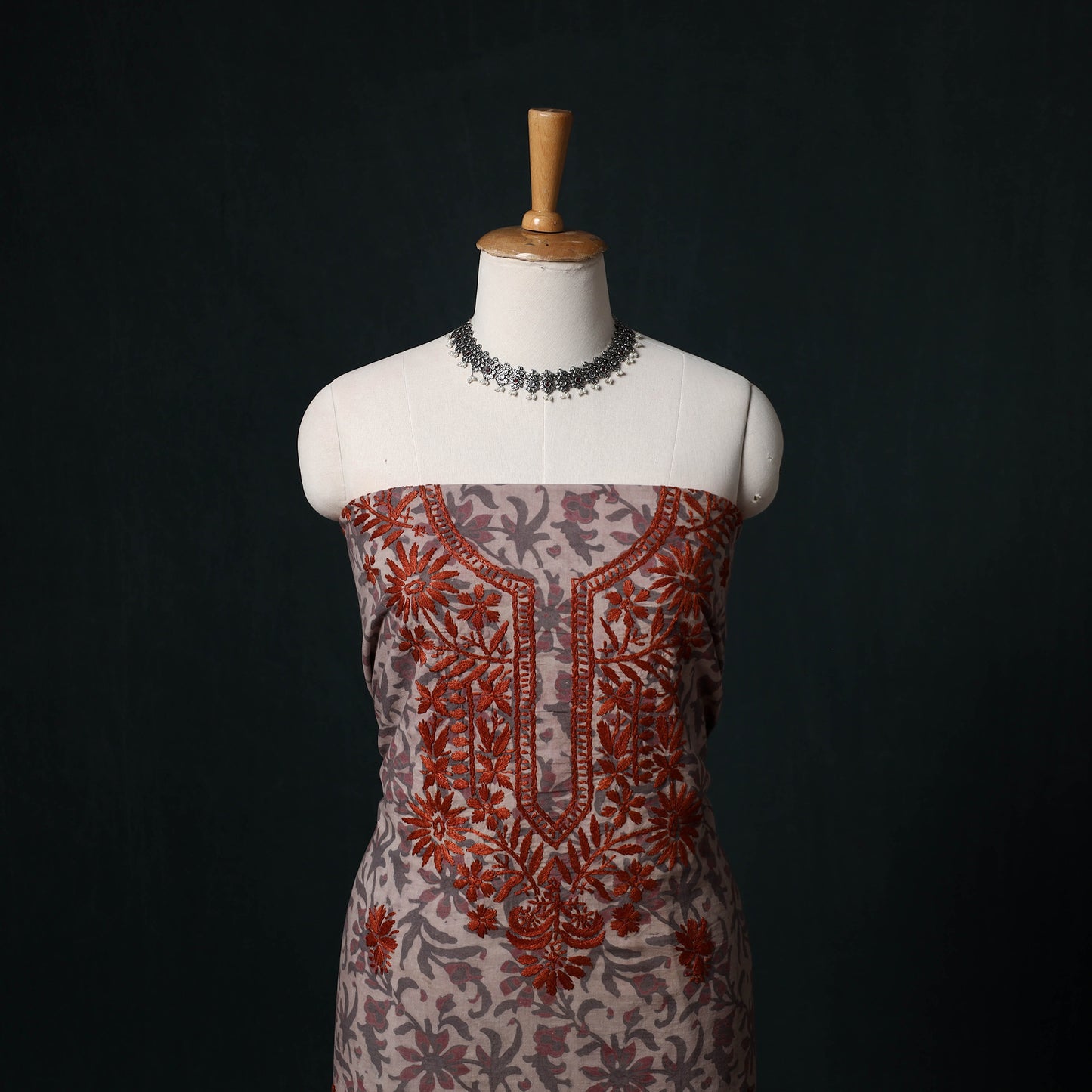 Chikankari Hand Embroidered Cotton Unstitched Kurta Material (3M) 39