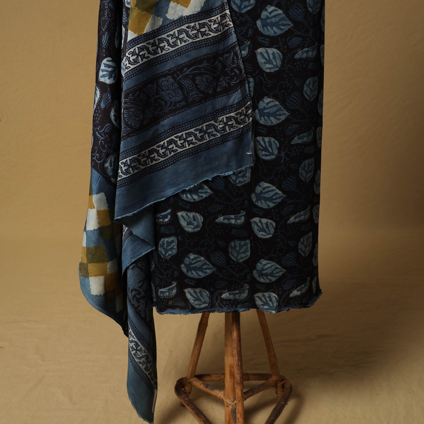 Bagru Hand Block Print Natural Dyed Modal Silk 2pc Unstitched Dress Material Kurta Set 20