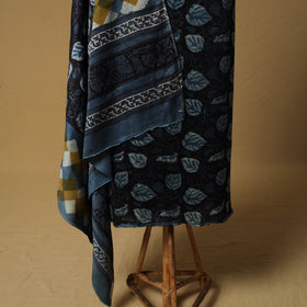 Bagru Hand Block Print Natural Dyed Modal Silk 2pc Unstitched Dress Material Kurta Set 20