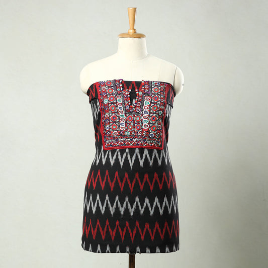 Black - Exclusive! Kutch Embroidery Work Cotton Kurta Material - (2.65 Meter) 29