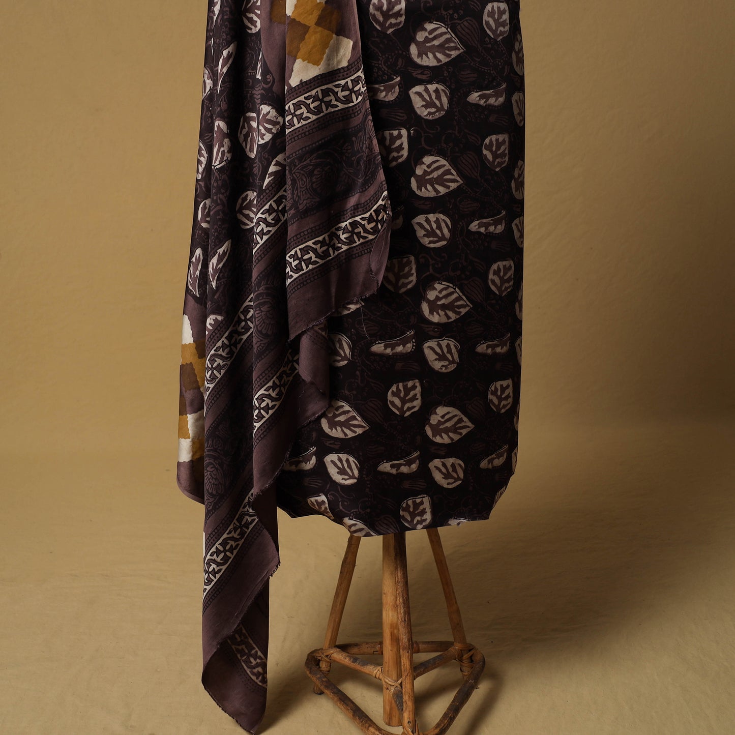 Bagru Hand Block Print Natural Dyed Modal Silk 2pc Unstitched Dress Material Kurta Set 21