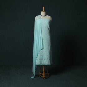 Lucknowi Chikankari Hand Embroidered Cotton 3pc Unstitched Dress Material Suit Set 04