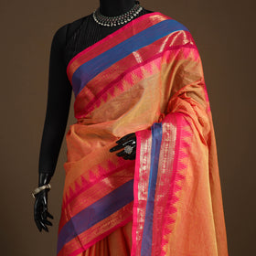 Orange Kandangi Chettinad Cotton Saree with Border