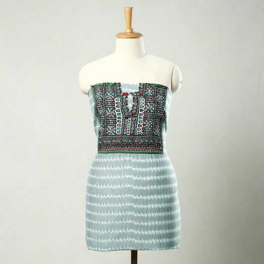 Grey - Exclusive! Kutch Embroidery Work Cotton Kurta Material - (2.85 Meter) 31
