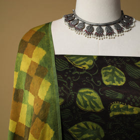 Bagru Hand Block Print Natural Dyed Modal Silk 2pc Unstitched Dress Material Kurta Set 22