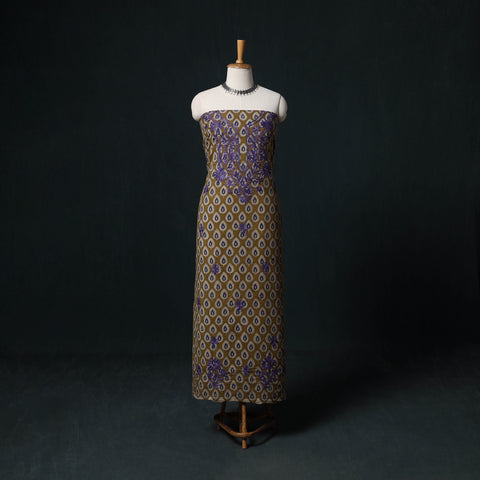 Yellow - Chikankari Hand Embroidered Cotton Unstitched Kurta Material (3M) 36