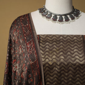 Bagru Hand Block Print Natural Dyed Modal Silk 2pc Unstitched Dress Material Kurta Set 23