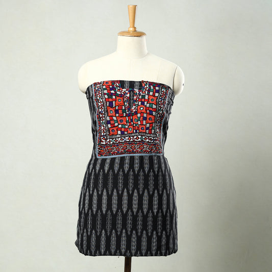 Black - Exclusive! Kutch Embroidery Work Cotton Kurta Material - (2.55 Meter) 33