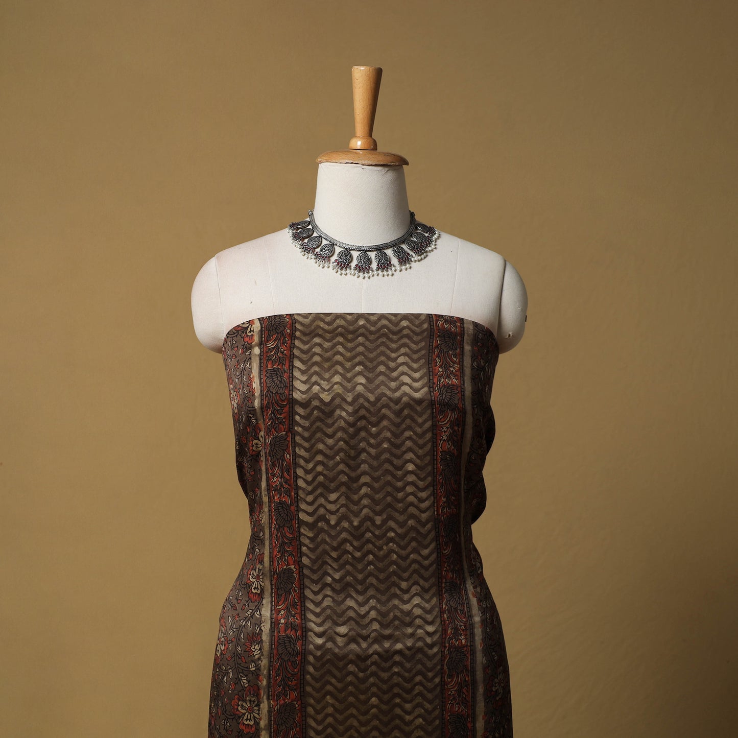 Bagru Hand Block Print Natural Dyed Modal Silk 2pc Unstitched Dress Material Kurta Set 23