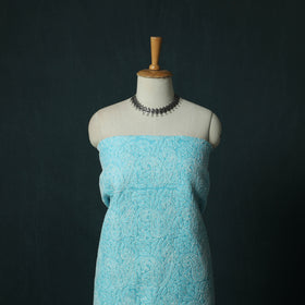 Blue - Lucknowi Chikankari Hand Embroidered Cotton 3pc Unstitched Dress Material Suit Set 05