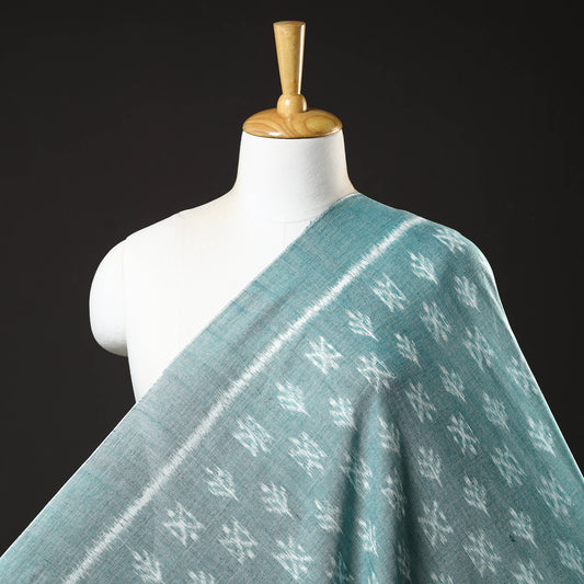 Green - Maniabandha Ikat Weave Handloom Cotton Fabric 13