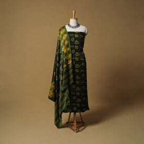 Bagru Hand Block Print Natural Dyed Modal Silk 2pc Unstitched Dress Material Kurta Set 25