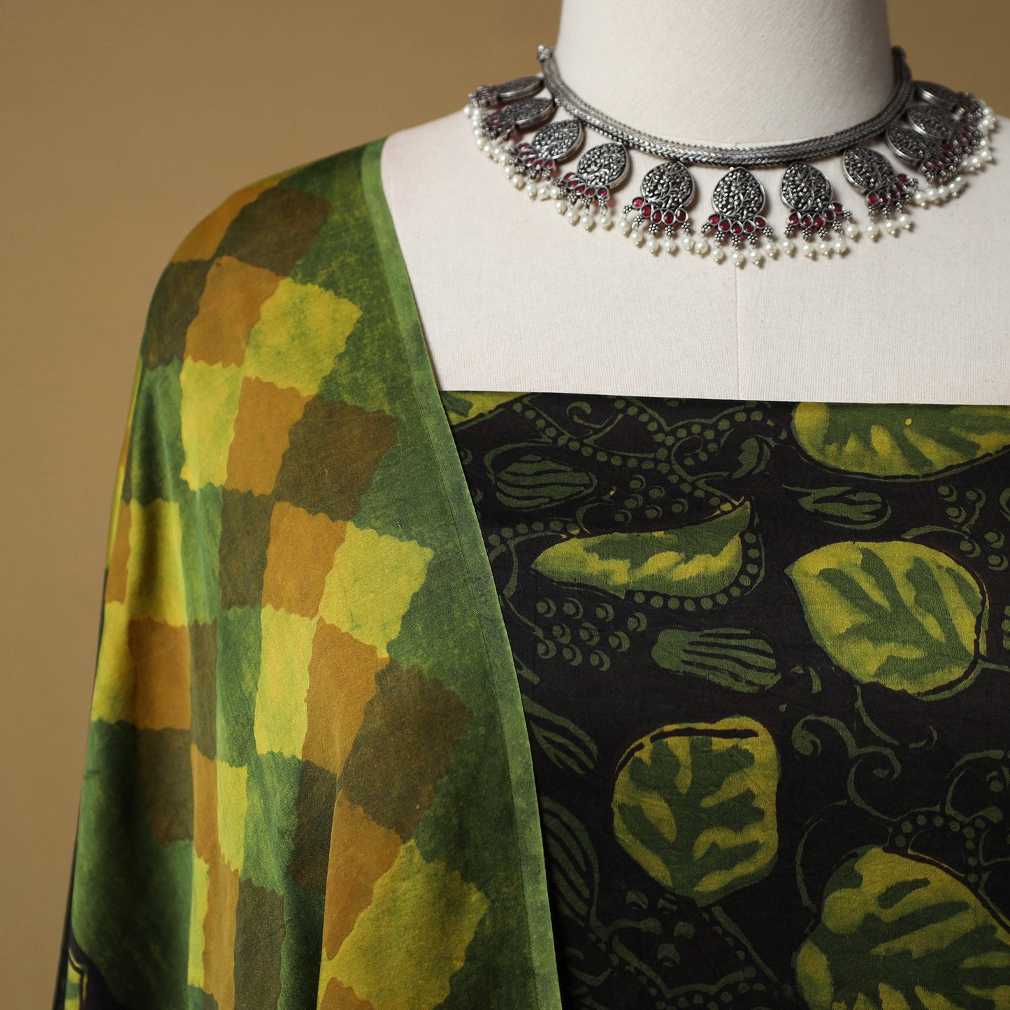 Bagru Hand Block Print Natural Dyed Modal Silk 2pc Unstitched Dress Material Kurta Set 25