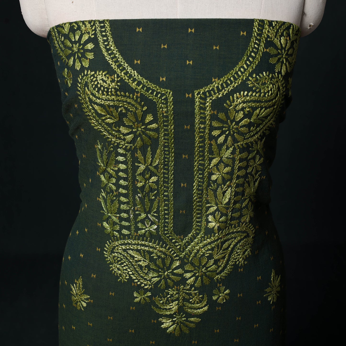 Chikankari Hand Embroidered Cotton Unstitched Kurta Material (3M) 34