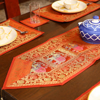 Banarasi Silk Brocade 13pc Dining Table Runner Set 01