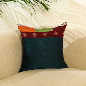 Green Khun Cotton Gavanti Kasuti Hand Embroidery Cushion Cover