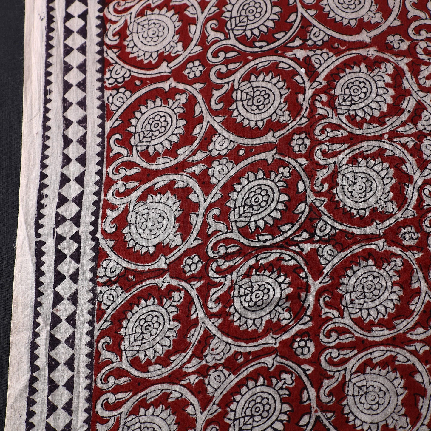 Red - Natural Dyed Bagh Print Mul Cotton Fabric 01