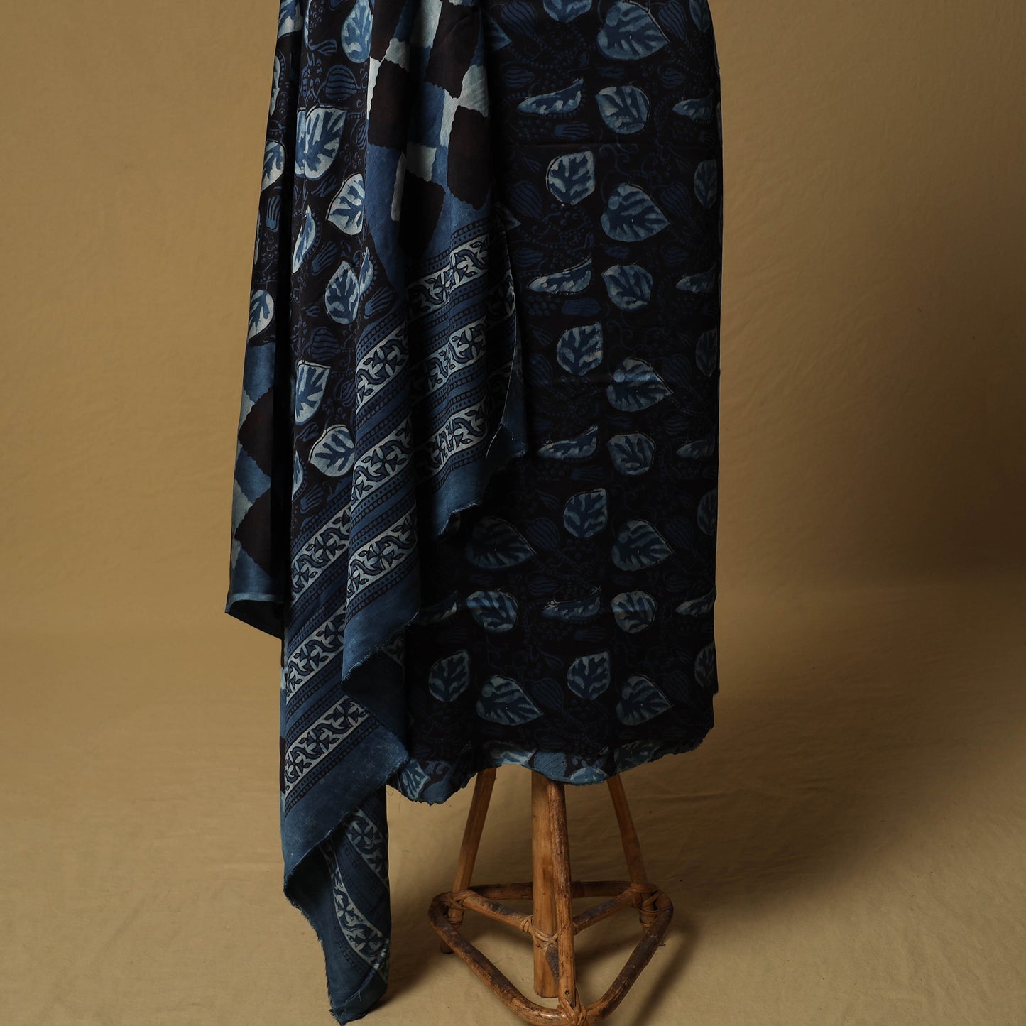 Bagru Hand Block Print Natural Dyed Modal Silk 2pc Unstitched Dress Material Kurta Set 27
