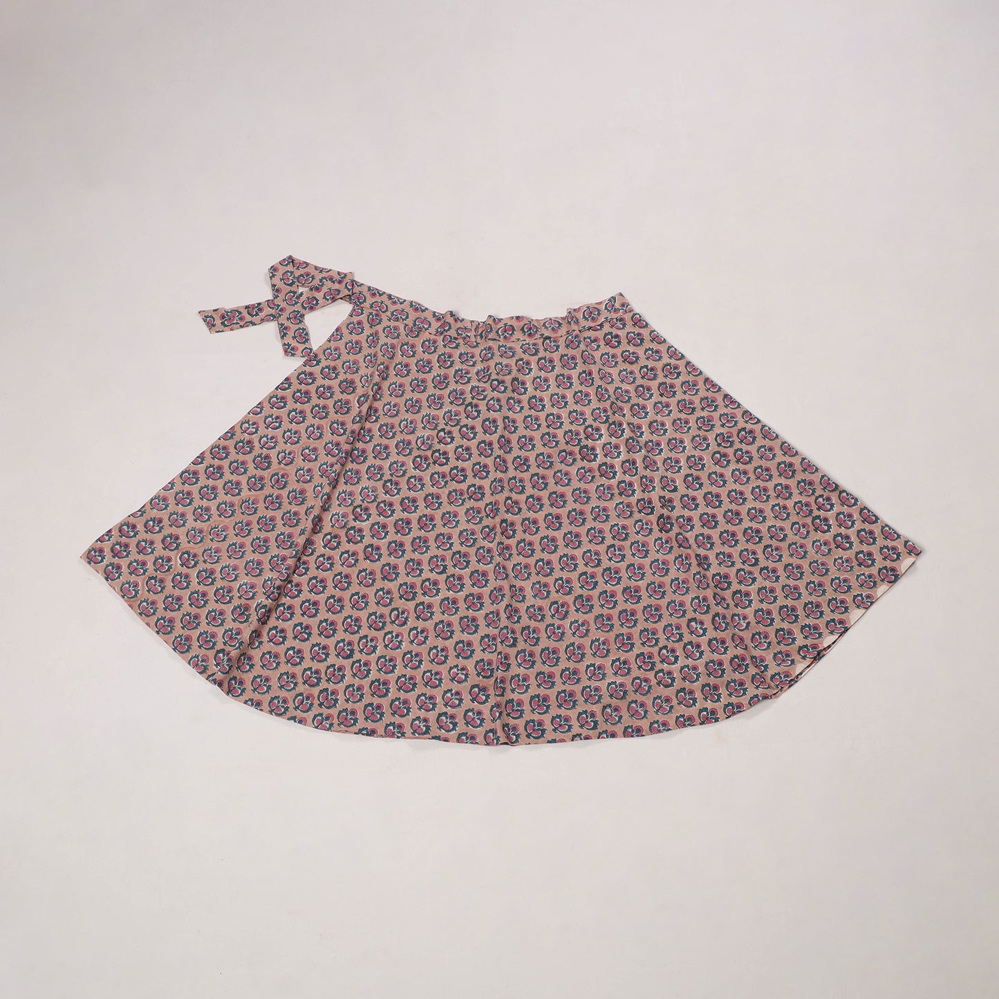 Peach - sanganeri cotton wrap around skirt 21 - handcrafted