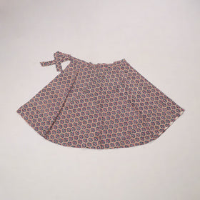 Peach - sanganeri cotton wrap around skirt 21 - handcrafted
