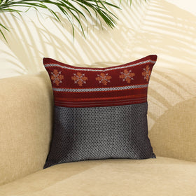 Grey Khun Cotton Gavanti Kasuti Hand Embroidery Cushion Cover