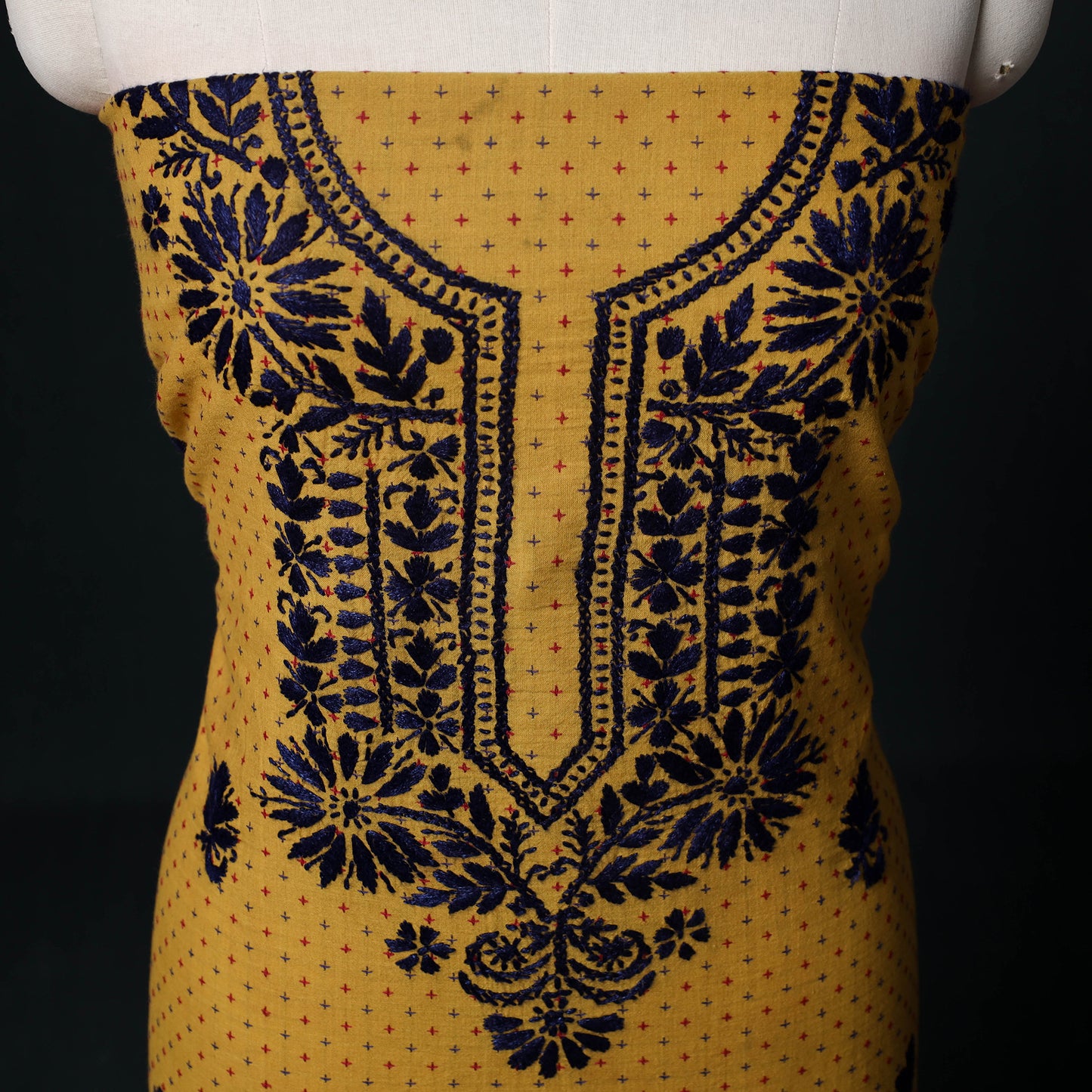 Chikankari Hand Embroidered Cotton Unstitched Kurta Material (3M) 33