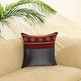 Grey Khun Cotton Gavanti Kasuti Hand Embroidery Cushion Cover