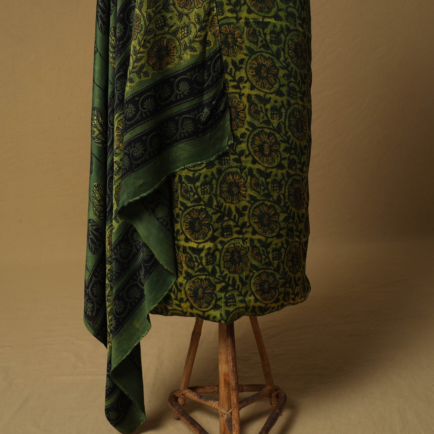 Bagru Hand Block Print Natural Dyed Modal Silk 2pc Unstitched Dress Material Kurta Set 28
