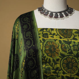 Bagru Hand Block Print Natural Dyed Modal Silk 2pc Unstitched Dress Material Kurta Set 28