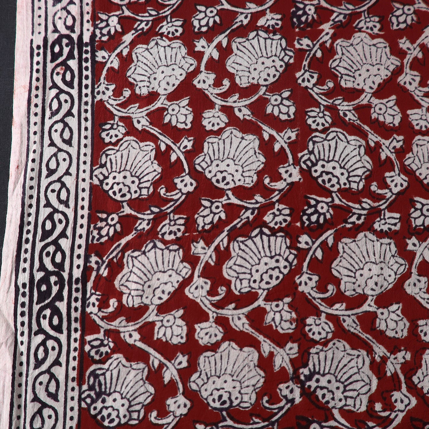 Red - Natural Dyed Bagh Print Mul Cotton Fabric 03