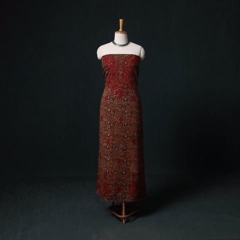 Red - Chikankari Hand Embroidered Cotton Unstitched Kurta Material (3M) 21