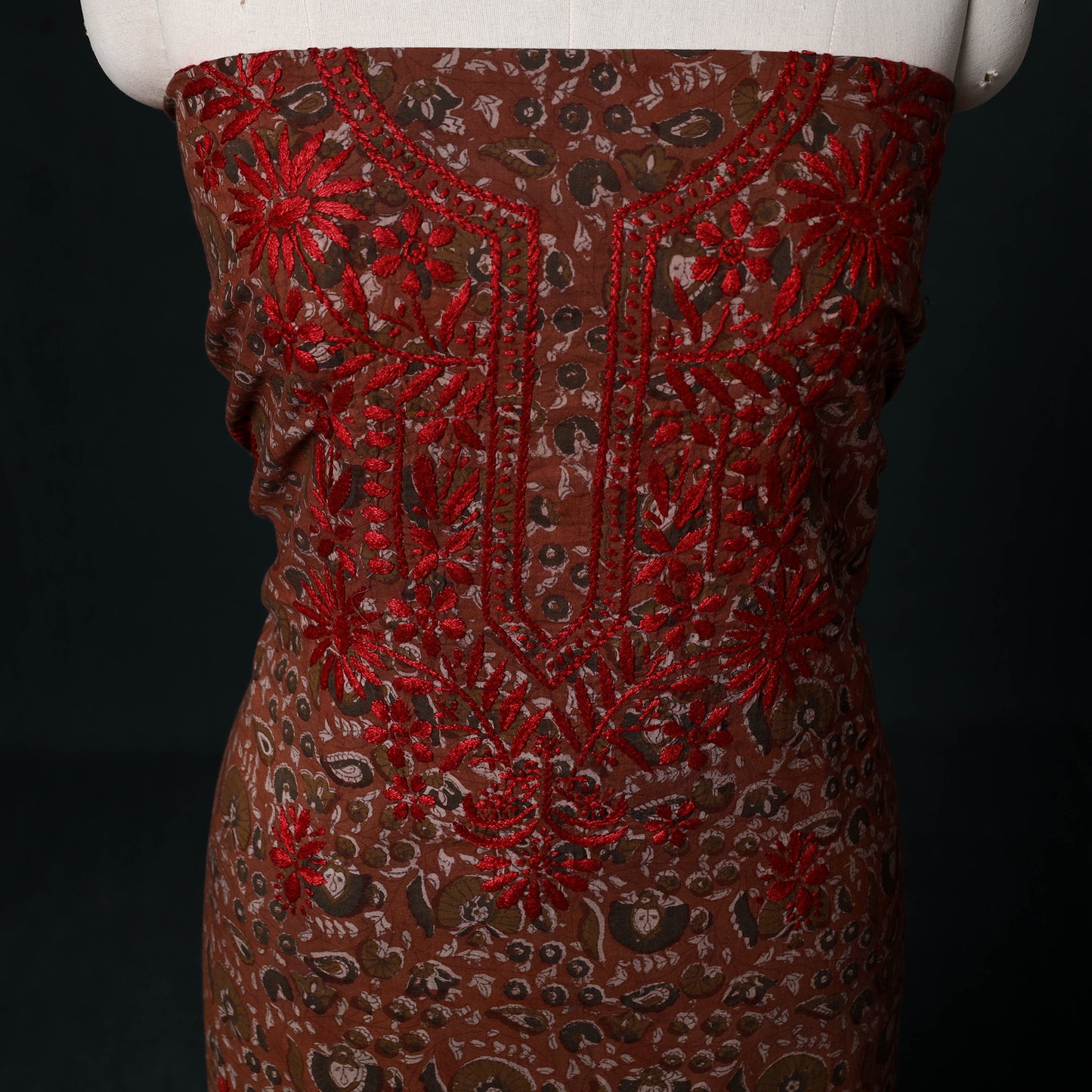 Chikankari Hand Embroidered Cotton Unstitched Kurta Material (3M) 21
