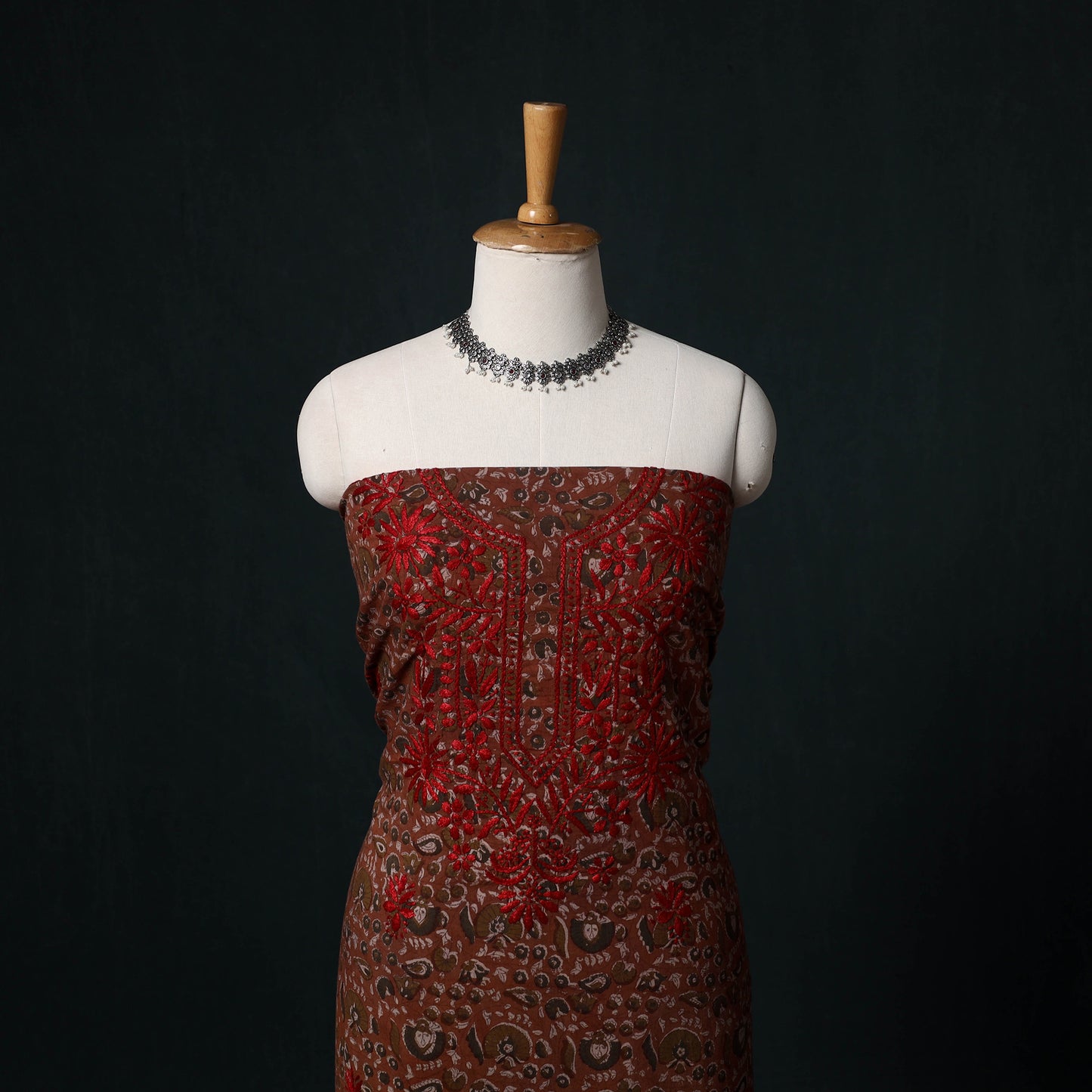 Chikankari Hand Embroidered Cotton Unstitched Kurta Material (3M) 21